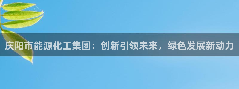 球盟会平台会黑单吗:庆阳市能源化工集团:创新引领未来,绿色发